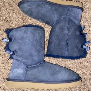 Size 10 navy blue Uggs with bows